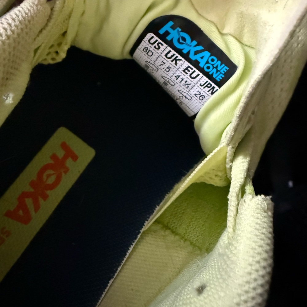 Hoka Running Shoes - Neon Yellow with Blue and Coral Accents - Picture 4 of 4